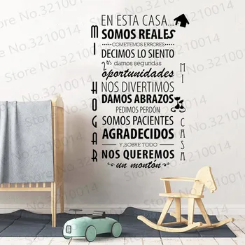 Španělské EN ESTA CASA Samolepky na Zeď Citace Obývací Pokoj Ložnice Vyměnitelné PVC Zeď Obtisk DIY Domácí Dekoraci RU290