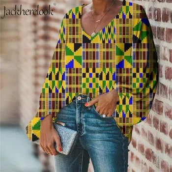 Jackherelook Letní Ženy Šifon Halenka Plus Velikost Aztécký Africkém Stylu Top Košile Módní Žena Vintage Blusas Mujer de Moda 2020