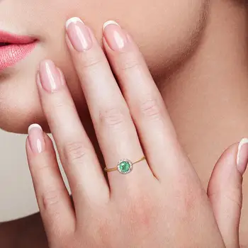 VISTOSO Zlaté Prsteny Pro Ženy, Čisté 14K 585 Růžové/Žluté Zlato Šumivé Diamond Kolo Ruby/Emerald Luxusní Svatební Kapela Jemné Šperky
