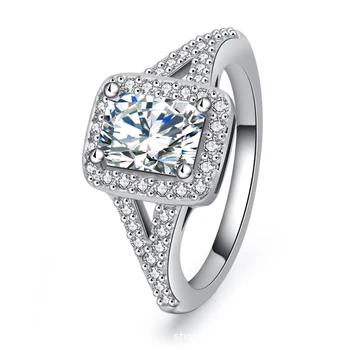 Knobspin Luxusní 925 Sterling Silver Svatební Zásnubní Prsteny Pro Ženy Šumivých Vysokým Obsahem Uhlíku Diamant Jemné Šperky Velkoobchod