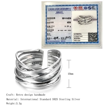 Kinel 2020 Nové Minimalismus Styl 925 Sterling Silver Vícevrstvé Line Kroužky Pro Ženy, Dárky Pro Velké Řetězce Kroužky