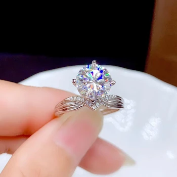 Koruna styl praskání moissanite prsten pro ženy šperky zásnubní prsten pro svatební 925 sterling silver, prsten, dárek k narozeninám
