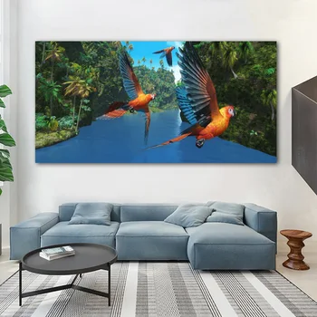 RELIABLI Barevné Papoušky Plakáty, Pták, Obrázky Zvířat Pro Domácí Plátno Nástěnné Malby Umění Obývací Pokoj Dekorace BEZ RÁMU