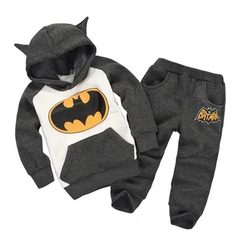Dítě Zimní Oblečení Chlapci Bat Man Dva Kusy Mikina s Kapucí Top a Kalhoty Sada Batole Dívka Oblečení Dětské Teplákové Módy 2020