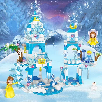 Princezna Sněhová Královna Ledu Hrad Sníh Postavy Stavební Bloky, Přátelé, Město, Dívka, Cihly Vzdělávací Hračky Dárek Pro Děti Dárky