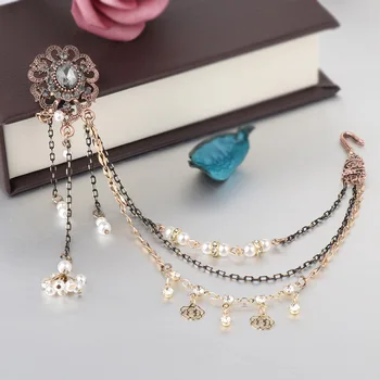 Kinel Etnické Šedá Crystal Květina Náušnice odkaz Čelenka Indie Šperky Starožitný Zlatý Střapec Náušnice Pro Ženy Vintage Šperky