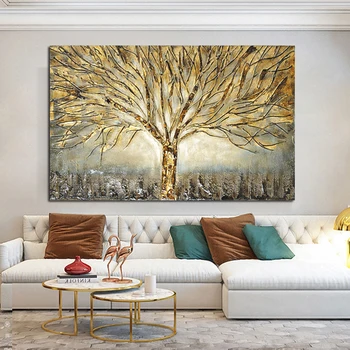 RELIABLI UMĚNÍ Zlatý Strom Plakát, Plátno, Malování Abstraktních Obrazů Pro Domácí Zeď Umění Pro Obývací Pokoj Dekorace Plakáty A Tisky