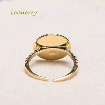 Leouerry 925 Sterling Silver Rose Květina Prsten Módní Kulaté Mince Prst Prsten pro Ženy Šperky Dárek