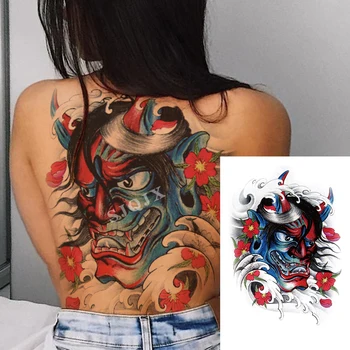 Plné zadní velké dočasné tetování samolepky Koi Lebky Akvarel těla, tetování, Drak, had, Velké tetování na zádech pro ženy