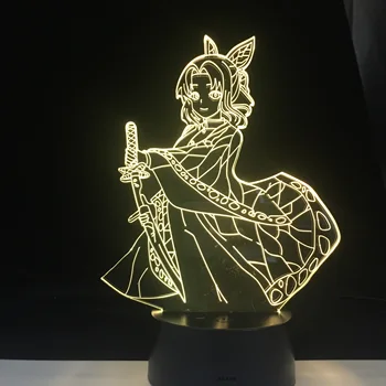 SHINOBU KOCHO 3D LED ANIME LAMPA DEMON SLAYER KIMETSU Č. YAIBA Barvy Dálkové Ovládání Změna Led Noční Světlo Domova Dárek