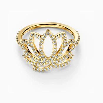 2020 Módní Šperky SWA Nové SYMBOLICKÉ LOTUS Prsten Žluté Zlato Kvetoucí Lotus Tvar Crystal Ženské Zapojení Romantiku Šperky Dárek