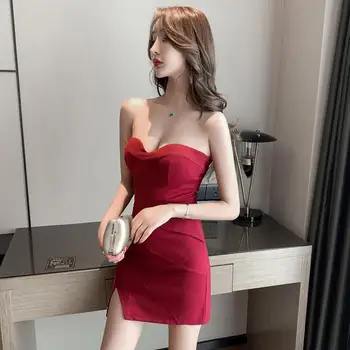Sexy bag hip červené šaty dámy 2020 nové Zimní Polyester Office Lady noční Klub temperament těsné trubice