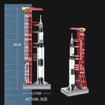 Mailackers City Vesmírné Stanici Rakety Saturn V, Shuttle Launch Center Stavební Bloky, Technic Rakety Cihly Vzdělávací Hračky