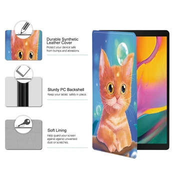 Pro Samsung Galaxy Tab 10.1(T510/T515)/10.5(T590/T595) Nárazuvzdorné Tisk Skládací Flip PU Kůže Tablet Pouzdro + Pero