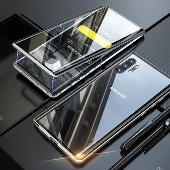 Magnetické Dvojité Boční Tvrzené Sklo Pouzdro Pro Samsung Galaxy Note 10 Pro Plus Pouzdro Nárazuvzdorný Těžké Brnění, Kovový Kryt Nárazníku S20