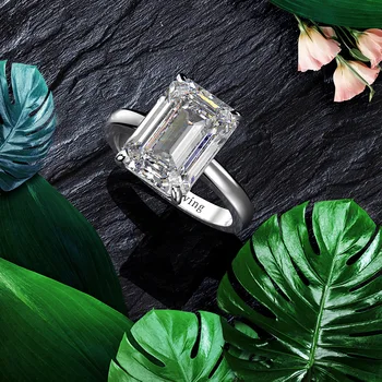 FashionLuxury Pevné 925 Sterling Silver Vytvořil Moissanite Drahokam Svatební Zásnubní Diamantový Prsten Jemné Šperky, Dárky Velkoobchod