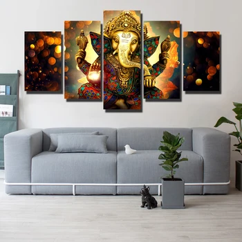 5 Panelů Hinduistických Bohů Wall Art Plátno Obrazy Tisk Na Plátně Hinduismu Modulární Obrázky Na Zeď Umění Tisk Na Plátno Pro Obývací Pokoj