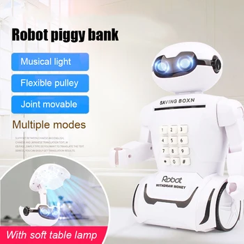 Děti, Hračky Alcancia Kreativní Elektronické Úspory Bezpečná Hračka Robot Hudba Šetří Peníze Box Stolní Lampa