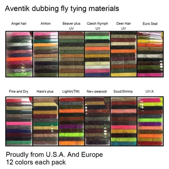 Aventik U. s. A Evropě Létat Dabing 12 Druhů Dabing Fly Vázání Materiálů, 12 barev, Suché Mušky Scud Dabing muškaření Kvalitní Nové
