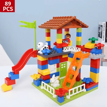 89pcs Diy Velké Velikosti Stavebních Bloků Domu, Střechy Hradu Obrázek Poučte Cihly Hračky Pro Děti