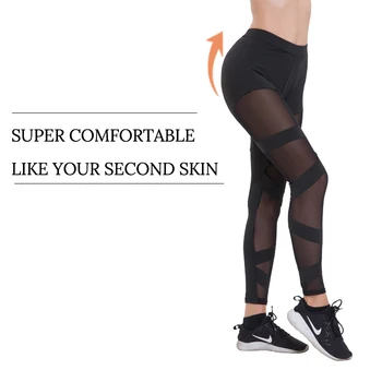 Černé Sexy Síťované Legíny pro Fitness Legging Legins Žena Legíny Mujer Elastické Fitness Legíny Leginsy Žen Activewear