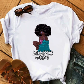 Melanin Královna dopis tisk grafické t shirt ženy vogue Afriky černé holky tričko femme 90 estetické umění, oblečení, ženy t-shirt
