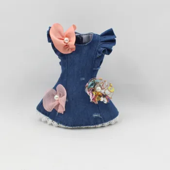 LEDOVÉ DBS Blyth panenka licca krajky bow květinové šaty modré šaty luk