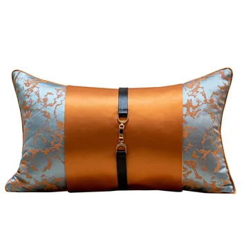 Moderní Polyesterové Žakárové Oranžové povlak na Polštář Pás Polštář Luxusní Kovová Spona Splétání Design Dekor pro Obývací Pokoj Pohovka