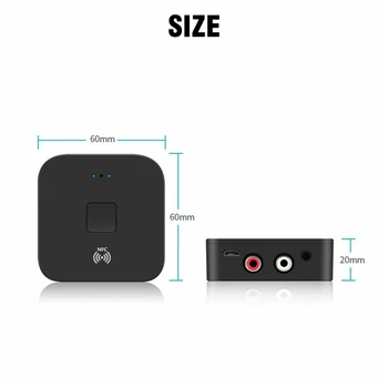 Bluetooth 5.0 Bezdrátový Přijímač 3.5 mm Jack NFC AUX 2 RCA Audio Stereo Adaptér