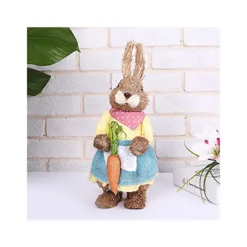 Roztomilé Slámy Králík Bunny Velikonoční Dekorace Holiday Home Zahrada Svatební Ozdoba Foto Rekvizity Řemesla