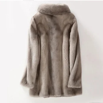 Pravý Norek Kožešiny Zimní Kabát Plus Velikosti Ženy Oblečení Podzim Dlouhé Kabáty Vintage Bunda Chaqueta Mujer MY1062