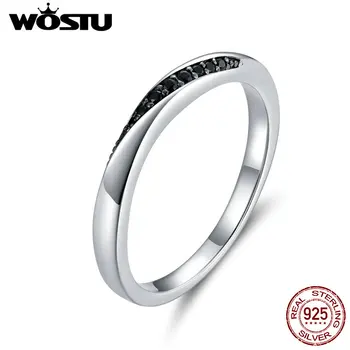 WOSTU Autentické 925 Sterling Silver Módní Černý Kruh Výročí Ring Pro Ženy Stříbro Horké Prodávat Jemné Šperky CTR130