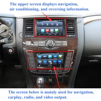 Android 10.0 Dual Screen Auto Multimediální Přehrávač, Stereo Pro Infiniti QX80 Nissan Patrol Y62 2010-2020 Auto GPS Navigace