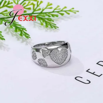 Módní Srdce Razítko Design Prst Prsten Pro Ženy 925 Sterling Silver Šperky Nejvyšší Kvality Doplňky Velikost 6-10 Propagace