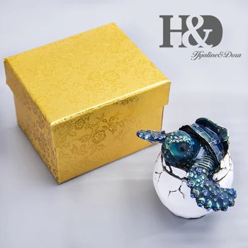 H&D Ručně Malované Dítě Mořská Želva Ornament Dekorativní Závěsné Šperky Cetku Boxy Jedinečný Dárek pro Domácí Oceánu Dekor Keepsake Box