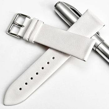 MAIKES Nový design watchband hodinky příslušenství bílé hodinky popruh 12-24mm tenký kravské kůže hodinky kapela ženy hodinky náramek pro DW