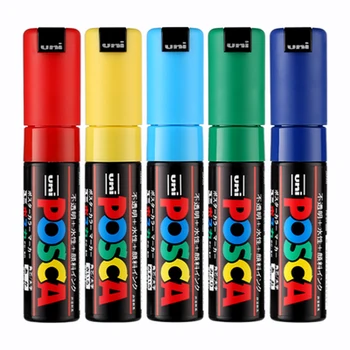 Uni posca pc-8k Paint Marker Pen 8 barev 15 barev oblek široký HROT 8mm na bázi vody, pop plakát, reklama, graffiti pero