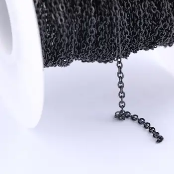 10meteres/role 1.5x2mm z nerezové oceli černé šperky kovové řetězy pro náhrdelník, náramky dělat diy komponenty