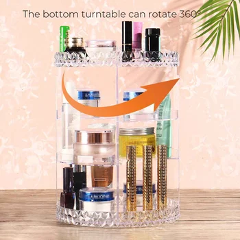 Rotat Kosmetické Úložný Box Make-Up Organizátor Transparentní Akrylové Rtěnka Stojan Diamond Vzor Plastový Box Velký