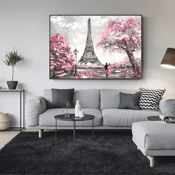 Wall art plátno pro zobrazení městě Paříž, Moderní plakáty a tisky pro obývací pokoj, prohlídku Paříže, obrazů na zeď pro domácí dekoraci