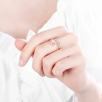 925 sterling silver nové ženy jemné šperky vysoce kvalitní crystal achát zirkony fox prsten size nastavitelný prsten Bague anillos