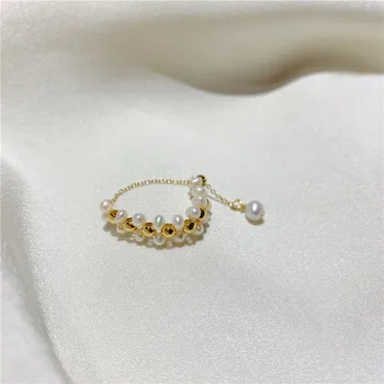 2020 Korea Hot Prodej Módní Šperky Vysoce Kvalitní Ručně Tkané Sladkovodní Pearl korálky Nastavitelný Prsten Elegantní Žena Prsten