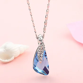 Neoglory Módní Modré Drahokamu Crystal Náhrdelníky & Přívěsky Svatební Šperky pro Ženy Značky Bijoux 2020 B1