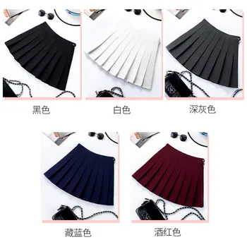 2020 sukně s vysokým pasem černá sukně korejské Ženy Letní sukně s vysokým pasem skládaná kostkovaná sukně Ženské Anime Krátké Sukně sukně