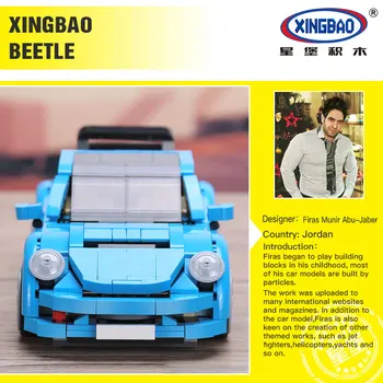 Xingbao 03015 944Pcs Tvůrčí MOC Technic Série Auto Modré Auto Set Stavební Bloky Klasické Auto Model Cihly Dárky Juguetes