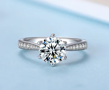 YANHUI Originální 925 Stříbrný Snubní Prsten 1 Karát Lab Diamond Zásnubní Prsteny Pro Šarm Ženy Jemné Šperky Velkoobchod Dárek