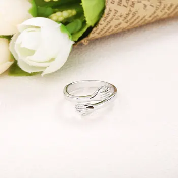 Moonmory Autentické 925 Sterling Silver 2021 Podzim Obejmout Kříž Otevřené Nastavitelná Velikost Prstenu Nastavitelná Krásné Ruce Prsteny Pro Ženy Šperky