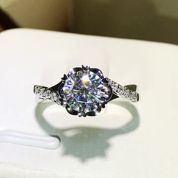 Romantické 925 sterling silver Moissanite prsten 1ct 2ct 3ct prsten Květina tvar Trendy Výročí lab Diamond Ring Pro Ženy