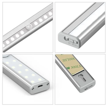 Litake USB Dobíjecí LED Pohybu Snímače Noční Světlo pro Skříně 20 LED Kabinet Noční Osvětlení, Bezdrátové Pohybu Aktivuje Lampu