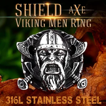 BEIER 316LStainless Ocelový Štít, Sekera Viking Muži Prsten Odin vysoce kvalitní Amulet Pohanské Punk Prsten Kouzlo Šperky Dropshipping BR8-678